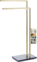 Freestanding Bathroom Towel Rail with Double Bars Towel Holder Stand for Clothes Drying Black and Gold Towel Rack