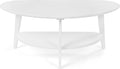 NAVREX Mid Century Modern Coffee Table, Oval Coffee Tables with Storage for Living Room, 2 Tier Solid Wood Center Table, White Coffe Tables, Easy Assembly, Value Lies in Material 40.2' D x 22' W