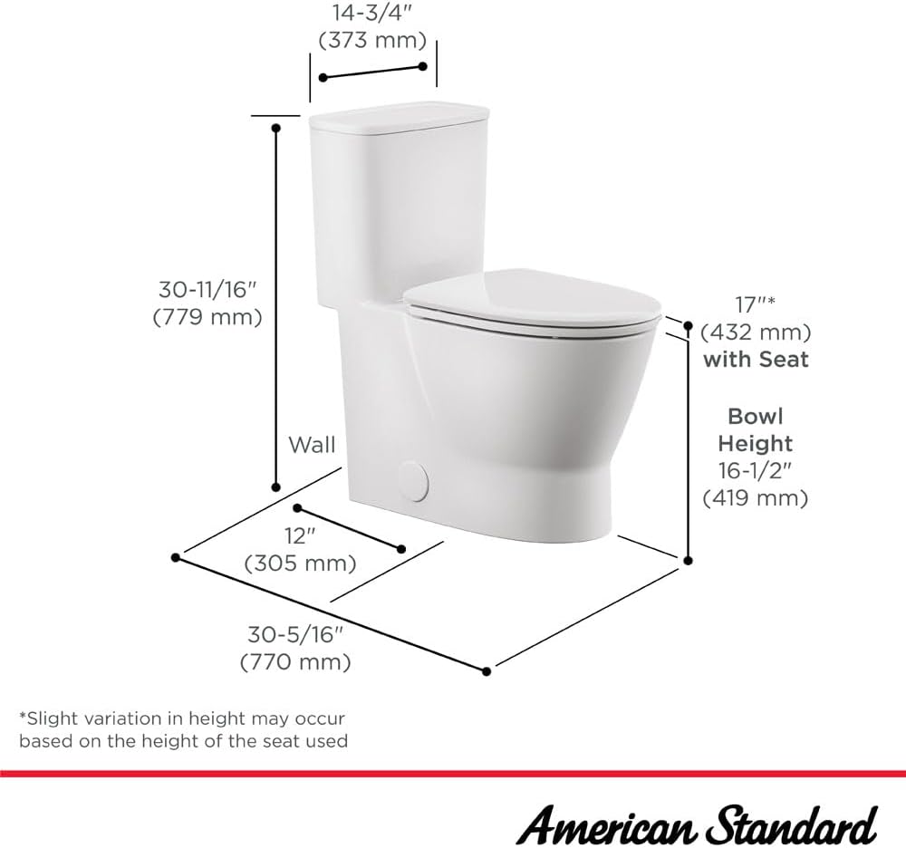 American Standard 251AA808.020 Aspirations EcoStrength Skirted Two-Piece Toilet With Seat, Elongated, Chair Height, Right-Hand Trip Lever, 0.80 GPF, White