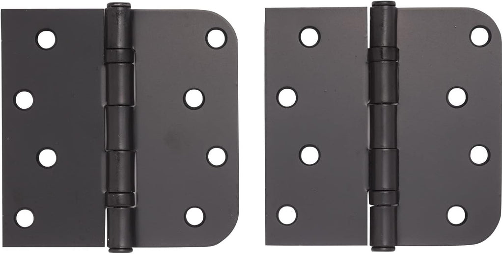 Hinge Outlet 4 Inch with 5/8 Inch Square Radius Ball Bearing Door Hinges, Heavy-Duty Steel, Removable Pin (Black,12 Pack)