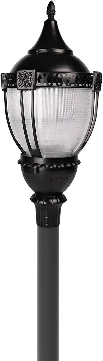 Acorn LED Post Top Light Fixture with Photocell Watt Tunable 60W/50W/30W Color Selectable 3000K/4000K/5000K 100-277V Black Housing Outdoor Area Lighting for Street, Pathways, and Parks