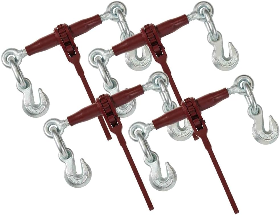 Mytee Products (4 Pack) PRO Heavy Duty Chain Binder Ratchet Style 3/8' - 1/2' w/Grab Hooks, 15,000 lbs WLL