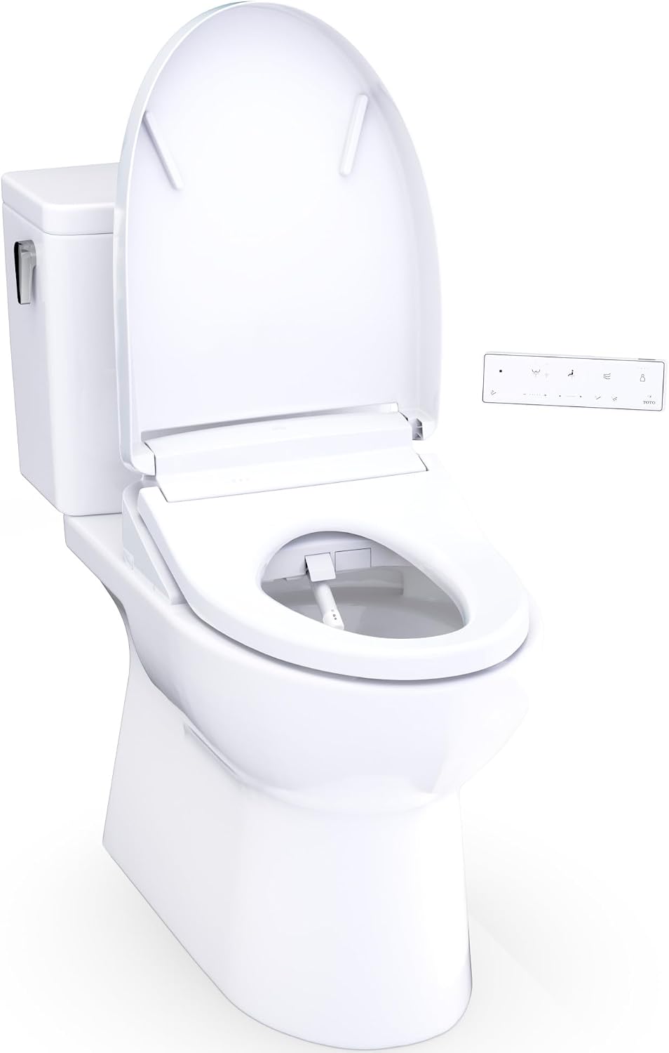TOTO® Glaston™ WASHLET®+ S5 Two-Piece Elongated 1.0 GPF Universal Height Toilet with CEFIONTECT®, Cotton White - MW4723446CUFG#01