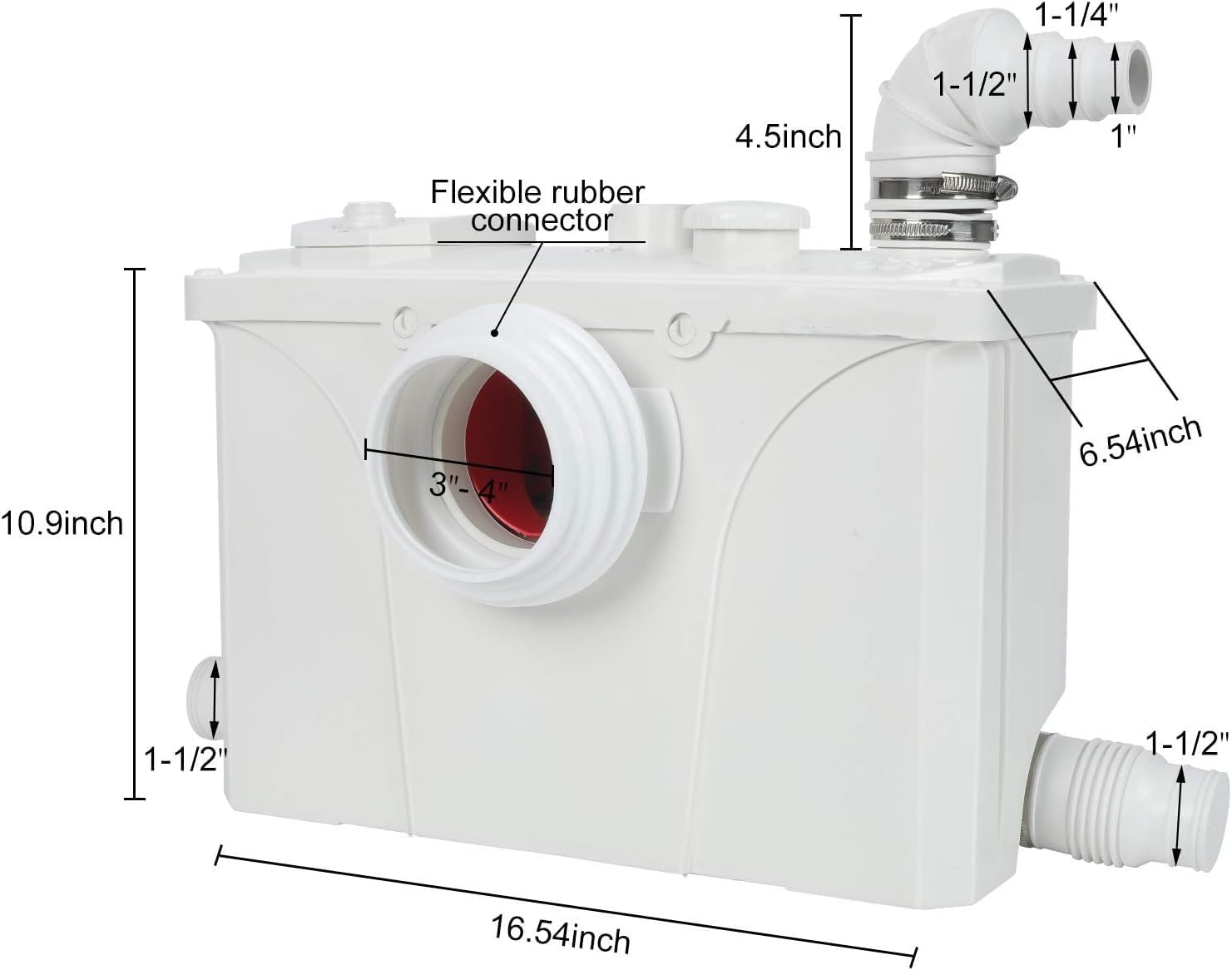 Macerating Toilet with Pump,Compact Two-piece Toilet for Basement for Laundry Sink Shower Included Macerator Pump, Dual-flush Water Tank, Toilet Bowl, Seat Cover, 30ft Vertically Upflush