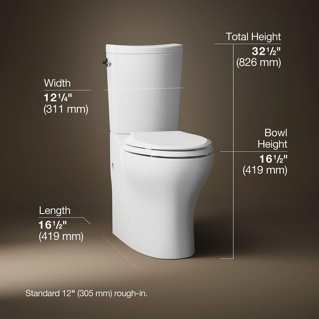 Persuade Curv Comfort Height Two-piece elongated dual-flush chair height toilet, White