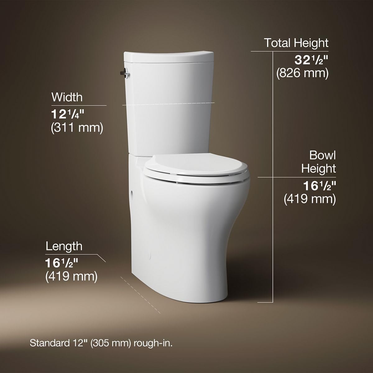 Persuade Curv Comfort Height Two-piece elongated dual-flush chair height toilet, White