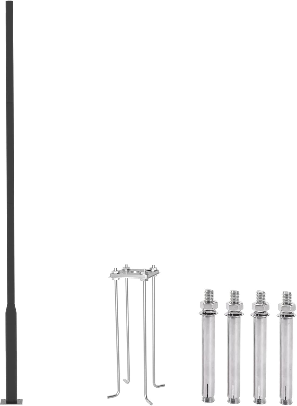 Round Steel Street Light Pole 13 FT Split Type Design Street Lamp Post with Mounting Rebar Cage Base for Street, Patio, Backyard, Park and Monitors