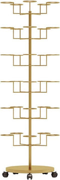 Hat Rack Display Stand Hat Display Rack Rotating Floor-standing Hat Stand Adjustable Hat Headwear Rack Baseball Cap Organizer with Wheels Metal Hat Storage Holders
