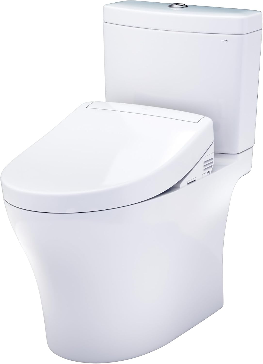 TOTO® WASHLET+® Aquia IV Two-Piece Elongated Dual Flush 1.28 and 0.9 GPF Toilet and WASHLET S5 Bidet Seat, Cotton White - MW4463446CEMGN#01