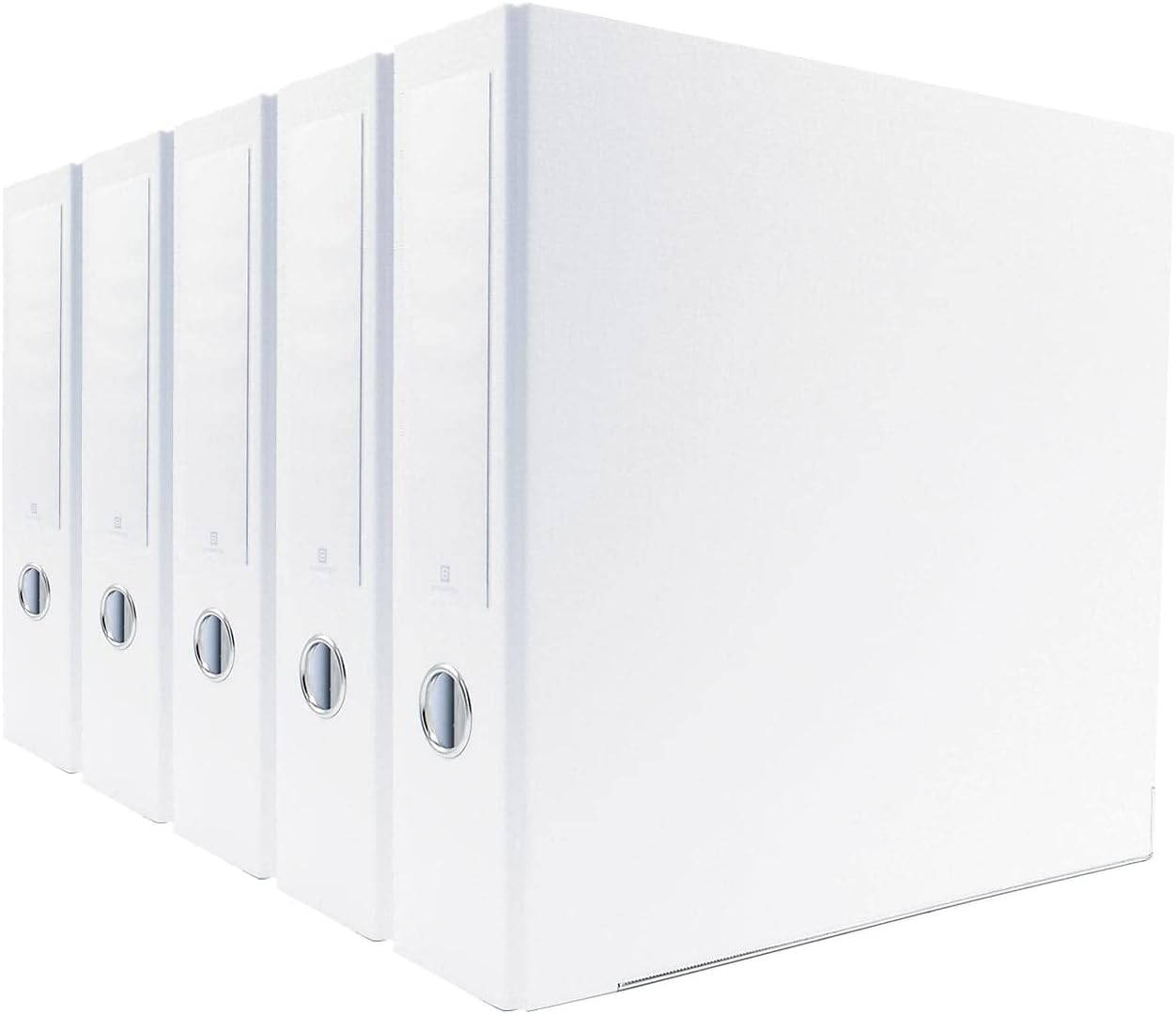 Bindertek 3-Ring Premium Binder, Pack of 5 - White, 3' Spine Width, 525 Sheet Capacity, 2' D-Rings, Linen-Textured Covers, Steel Reinforced Edges, Spine Label Included