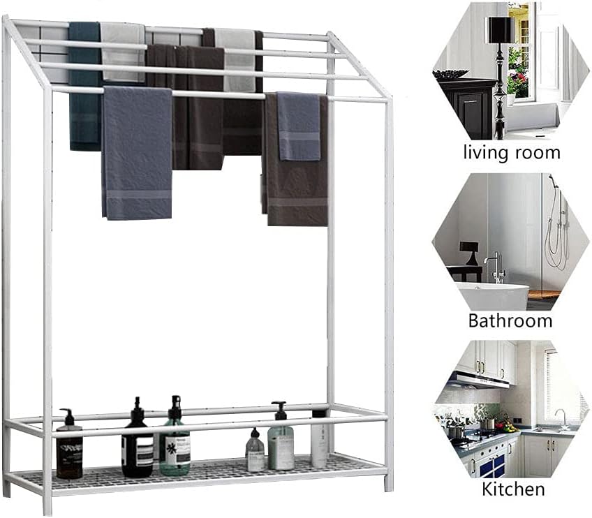 Exquisite Bathroom Shelves Freestanding Towel Drying Racks for Bathroom,Stainless Steel Tall Towel Holder Stand with 4 Bars and Bottom Shelf for Poolside, Bath Accessories