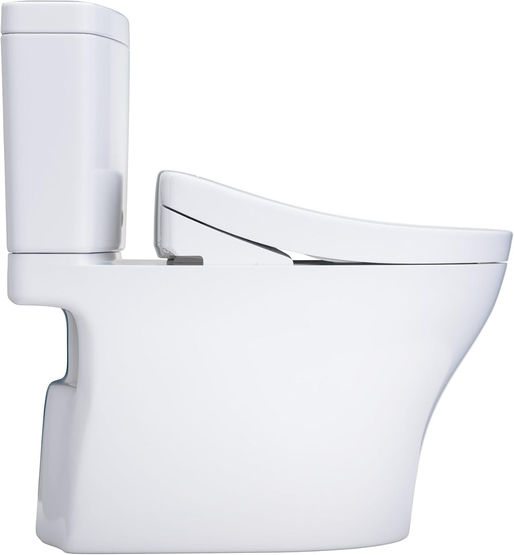 TOTO® WASHLET+® Aquia IV Two-Piece Elongated Dual Flush 1.28 and 0.9 GPF Toilet and WASHLET S5 Bidet Seat, Cotton White - MW4463446CEMGN#01