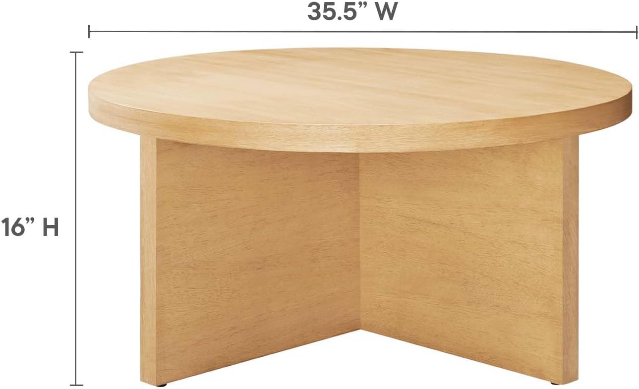 Modway EEI-6580-NAT Silas Round Wood Coffee Table, Natural