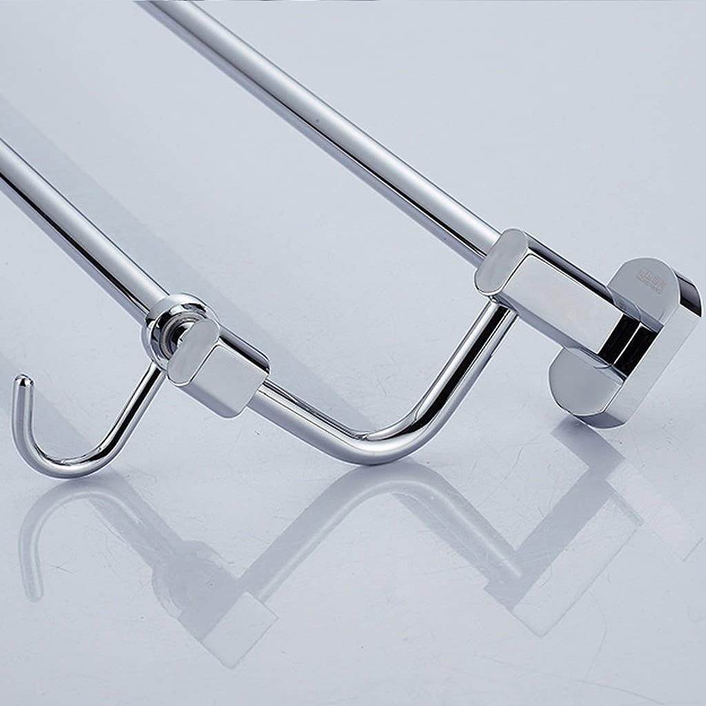 Double Bath Towel Bar Rack with Hooks Brass Polished Chrome for Bathroom, Towel Rod Rack Holder Rail Round Wall Mounted for Bedroom, Kitchen, Living Room,Toilet 80cm