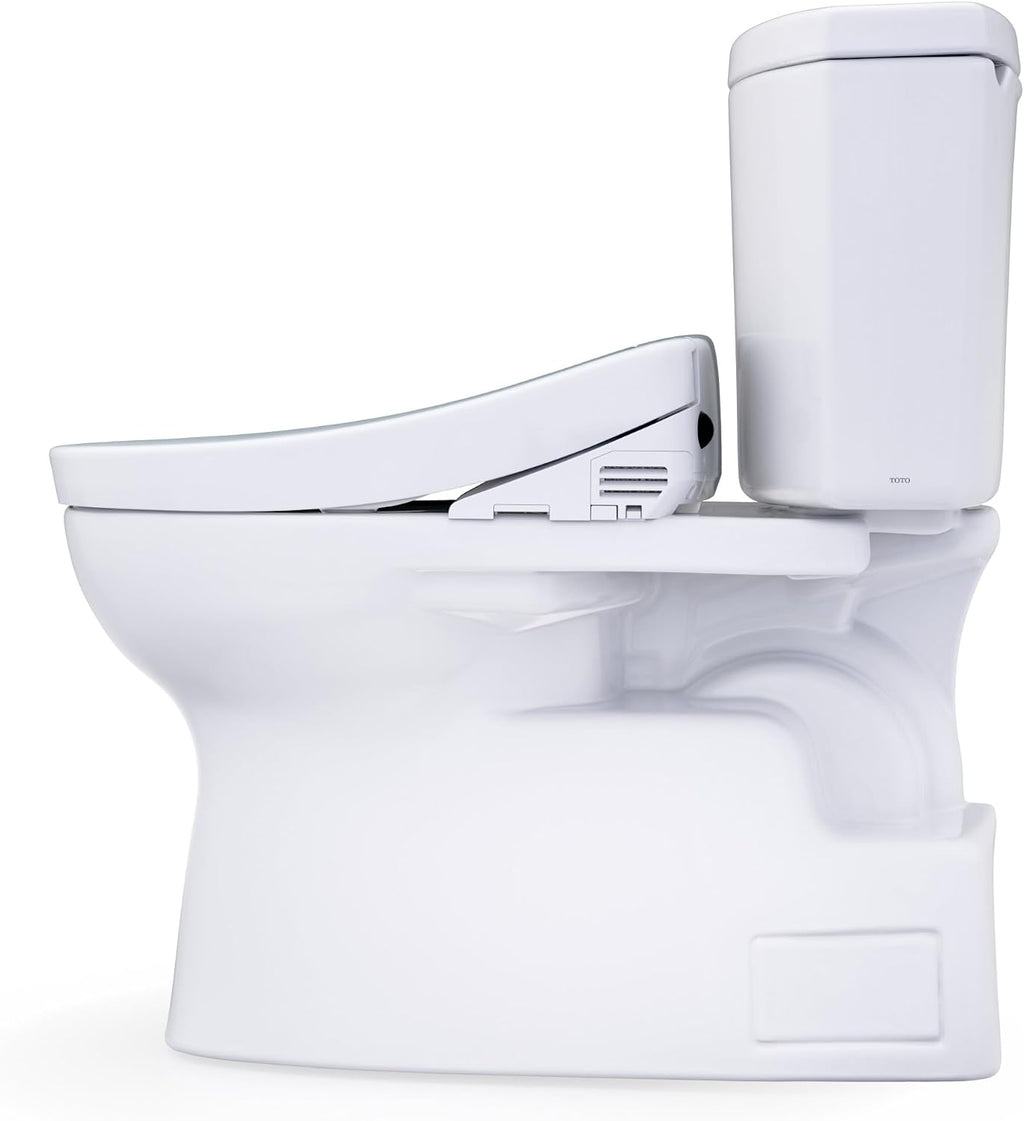 TOTO® WASHLET+® Vespin® II Two-Piece Elongated 1.28 GPF Toilet and WASHLET+® S5 Bidet Seat, Cotton White - MW4743446CEFG#01