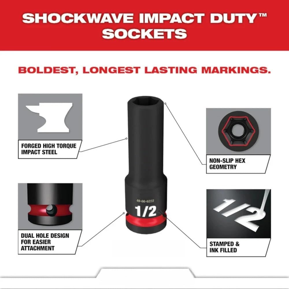 43 PC 49-66-7009 for Milwaukee 3/8' Impact Duty/Metric Socket Set | Length 16.33 in Width 2.79 in Height 10.51 in