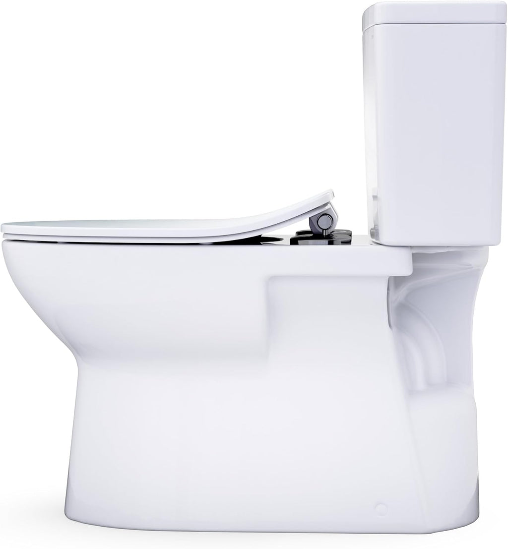 TOTO® Glaston™ 1G® Two-Piece Elongated 1.0 GPF WASHLET®+ and Auto Flush Ready Universal Height Toilet with CEFIONTECT® and SS234 SoftClose® Seat, Cotton White - MS472234CUFG#01