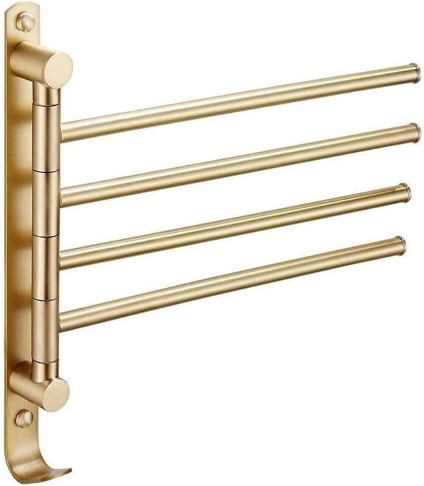 Towel Rack Brushed Rotatable Towel Rack with 4 Bars Bathroom Waterproof Towel Bar Wall Mounted for Storage of Washcloths Bathroom Towel Rack(A)