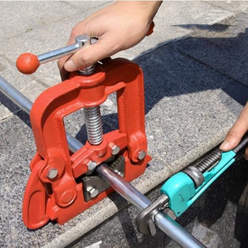 Heavy Duty Pipe Vise Brake - Forged Non-Slip T-Handle Plumbing Wrench Vise Grip Clamp for Tight Spaces, Durable Pipe Threader Tool (Small)