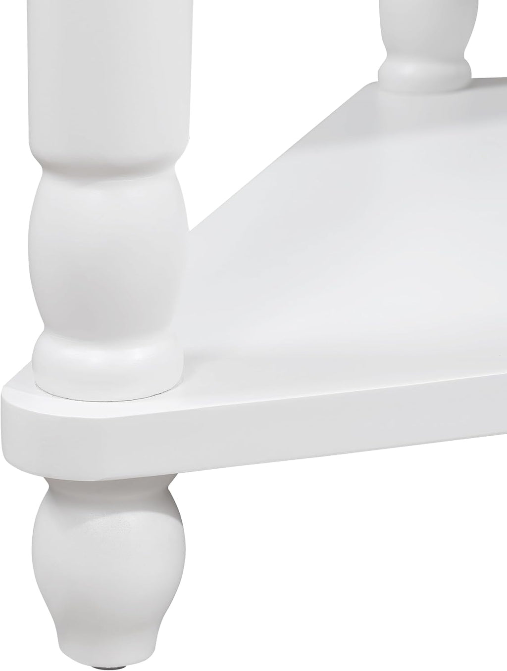 33.8'' Small Triangle Corner Table,3 Tier End Corner Table with Open Shelf and Solid Wood Legs,Wood Corner Side Table with 1 Storage Drawer for Bedroom,Living Room,Small Spaces (Milk White)
