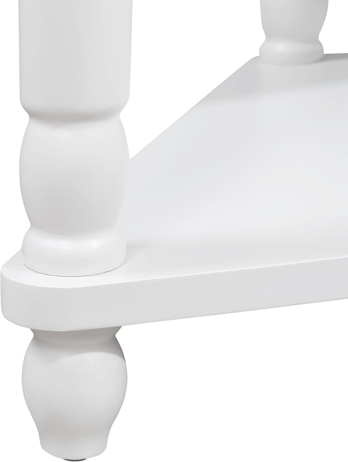 33.8'' Small Triangle Corner Table,3 Tier End Corner Table with Open Shelf and Solid Wood Legs,Wood Corner Side Table with 1 Storage Drawer for Bedroom,Living Room,Small Spaces (Milk White)