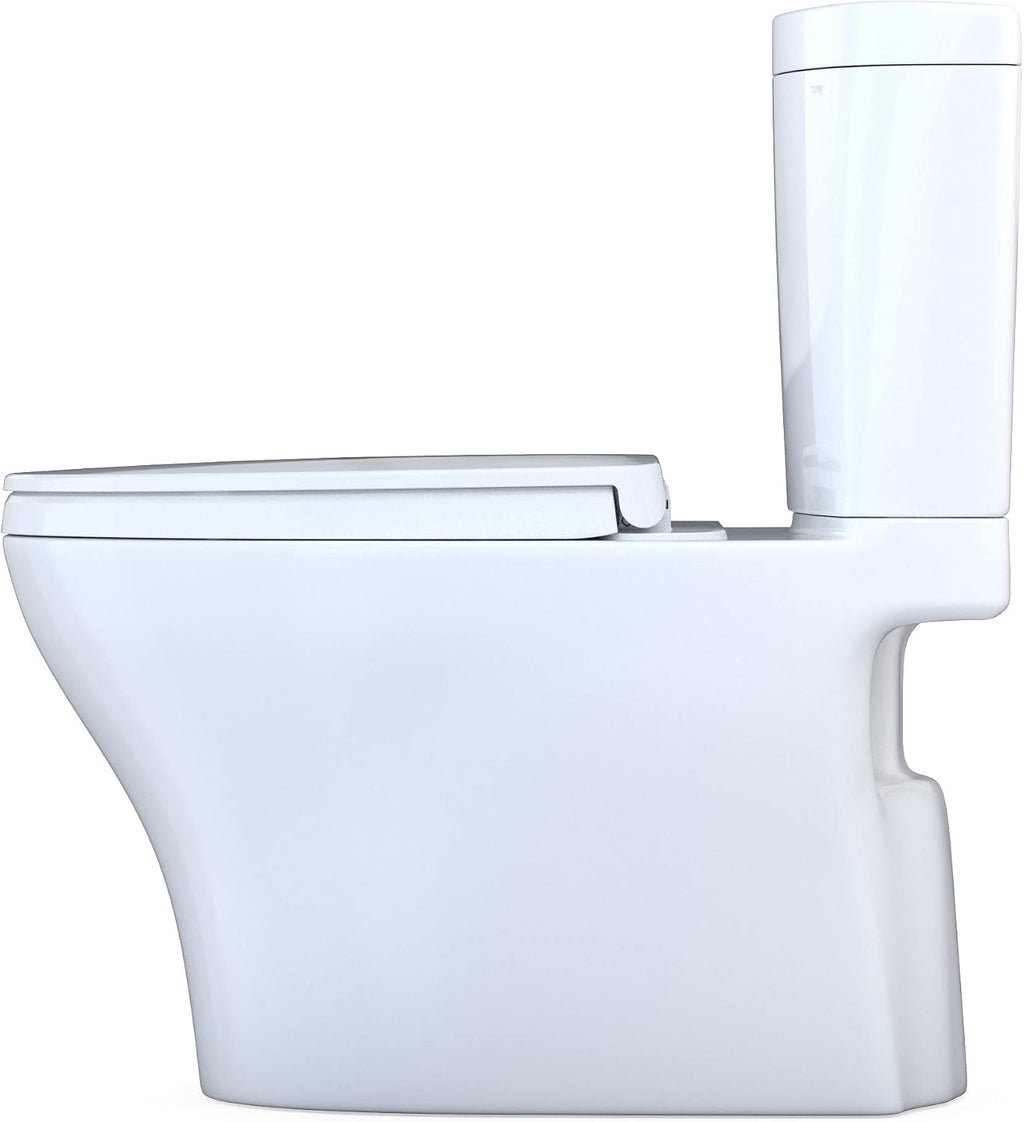 TOTO® Aquia IV® Arc Two-Piece Elongated Dual Flush 1.28 and 0.9 GPF Universal Height Toilet with CEFIONTECT®, WASHLET®+ Ready, Cotton White - MS448124CEMFGN#01