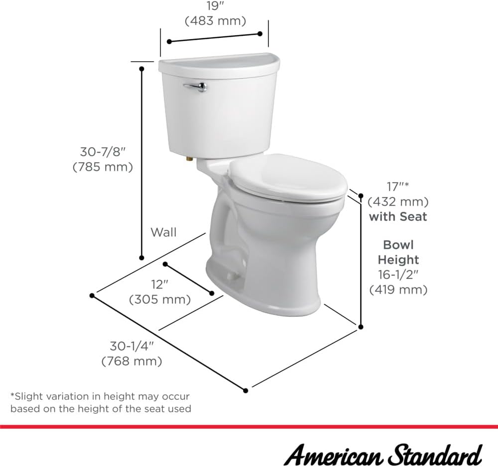 American Standard 211AA104.020 Champion PRO Two-Piece Toilet, Elongated Front, Chair Height, White, 1.28 gpf