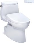 TOTO® WASHLET®+ Carlyle® II One-Piece Elongated 1.28 GPF Toilet with Auto Flush WASHLET®+ S7 Contemporary Bidet Seat, Cotton White - MW6144726CEFGA#01