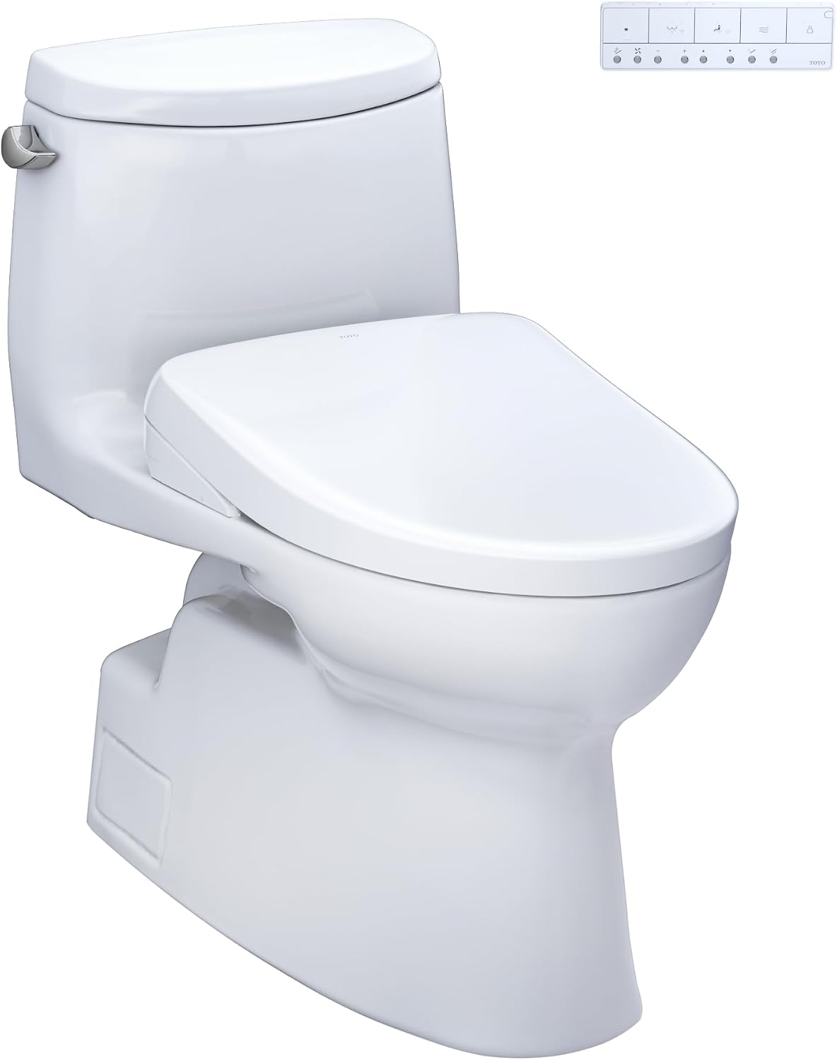 TOTO® WASHLET®+ Carlyle® II One-Piece Elongated 1.28 GPF Toilet with Auto Flush WASHLET®+ S7 Contemporary Bidet Seat, Cotton White - MW6144726CEFGA#01