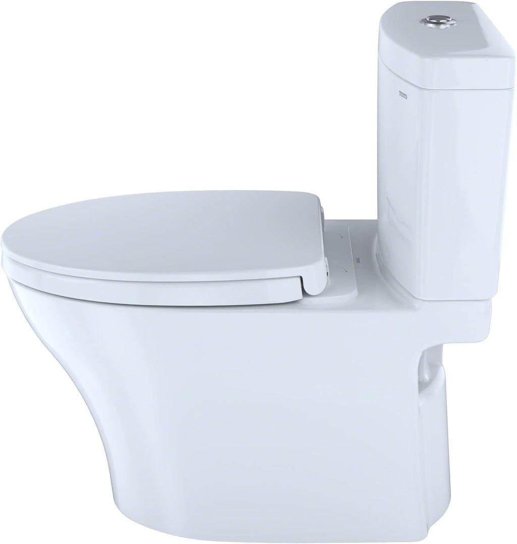 TOTO® Aquia® IV Two-Piece Elongated Dual Flush 1.28 and 0.9 GPF Universal Height Toilet with CEFIONTECT®, WASHLET®+ Ready, Cotton White - MS446124CEMFGN#01