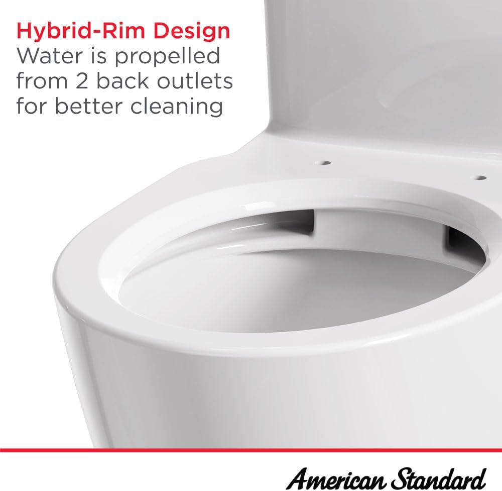 American Standard 251AA809.020 Aspirations EcoStrength Skirted Two-Piece Toilet With Seat, Elongated, Chair Height, Left-Hand Trip Lever, 0.80 GPF, White