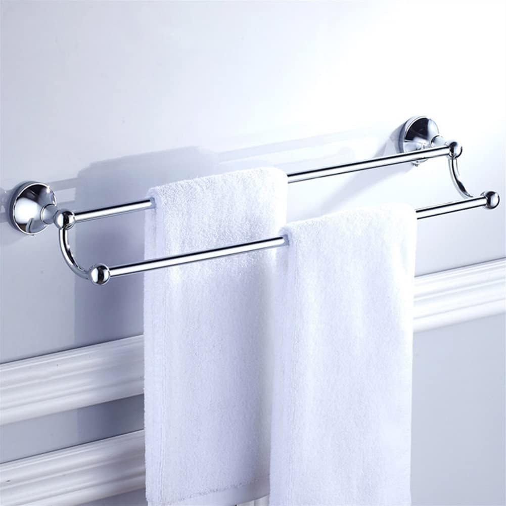 LSLYTQ Double Towel Bar, Black Brushed Chrome Antique White Gold Bronze Brass Wall Mounted Kitchen Bathroom Towel Holder Rack Rails