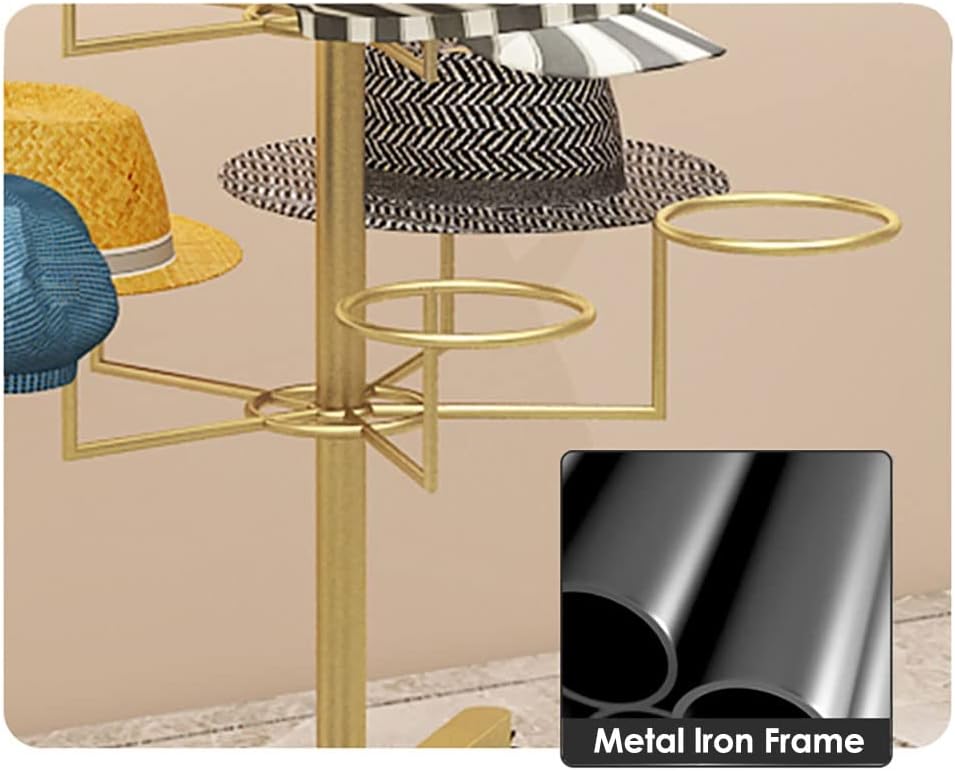 Hat Display Stand Rolling Hat Organizer Holder for Baseball Caps, Standing Hat Display Rack with Wheels, for Home Store Storage, Black