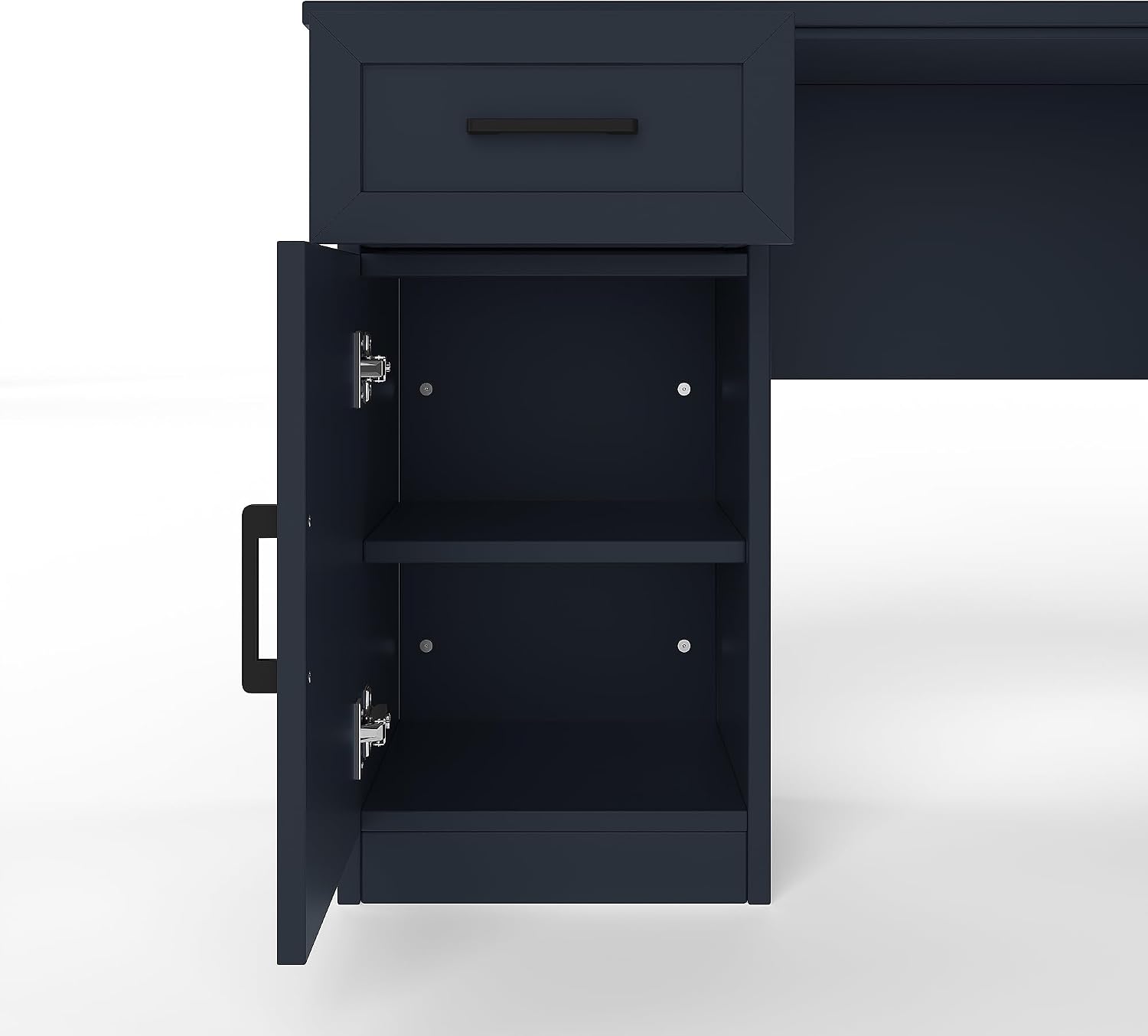 L Shaped Desk With Hutch, Corner Computer Desk With Storage Shelf & Cabinet, Laptop Pc Table Gaming Desk Workstation, Modern Executive Study Writing Desk For Home Office, Bedroom (Antique Blue)