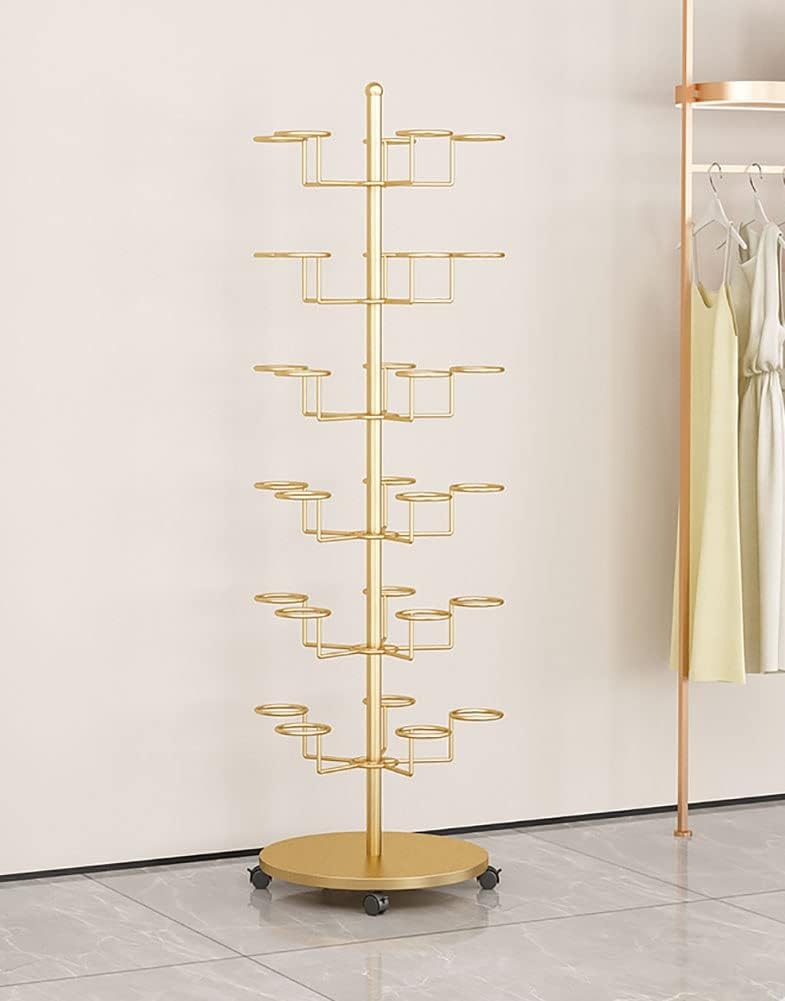 Hat Display Stand Large Capacity Hat Storage Organizers for Women, 6 Tiers Standing Hat Display Rack for Baseball Caps, Commercial and Home Use