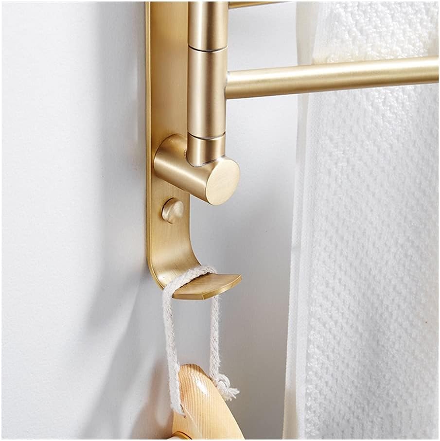 Towel Rail Rack Bath Hardware Brass Foldable Movable Rotatable Towel Bar Holder Rack Bathroom Wall Mounted 3 Bar Brushed Gold Black White Towel Bar for Bathroom