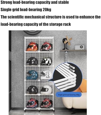 Motorcycle & Fireman's Helmet Display Case - Floor-Standing Metal Rack for Hard Hats, Baseball Caps & Collectibles - Stackable Modular Shelves for Retail Showcases
