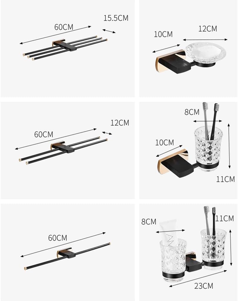 Towel Bars Black Gold Creative All-Copper Towel Rack, Bar, Toilet Paper Holder, Robe Hooks, Bathroom Hardware Set Hardware