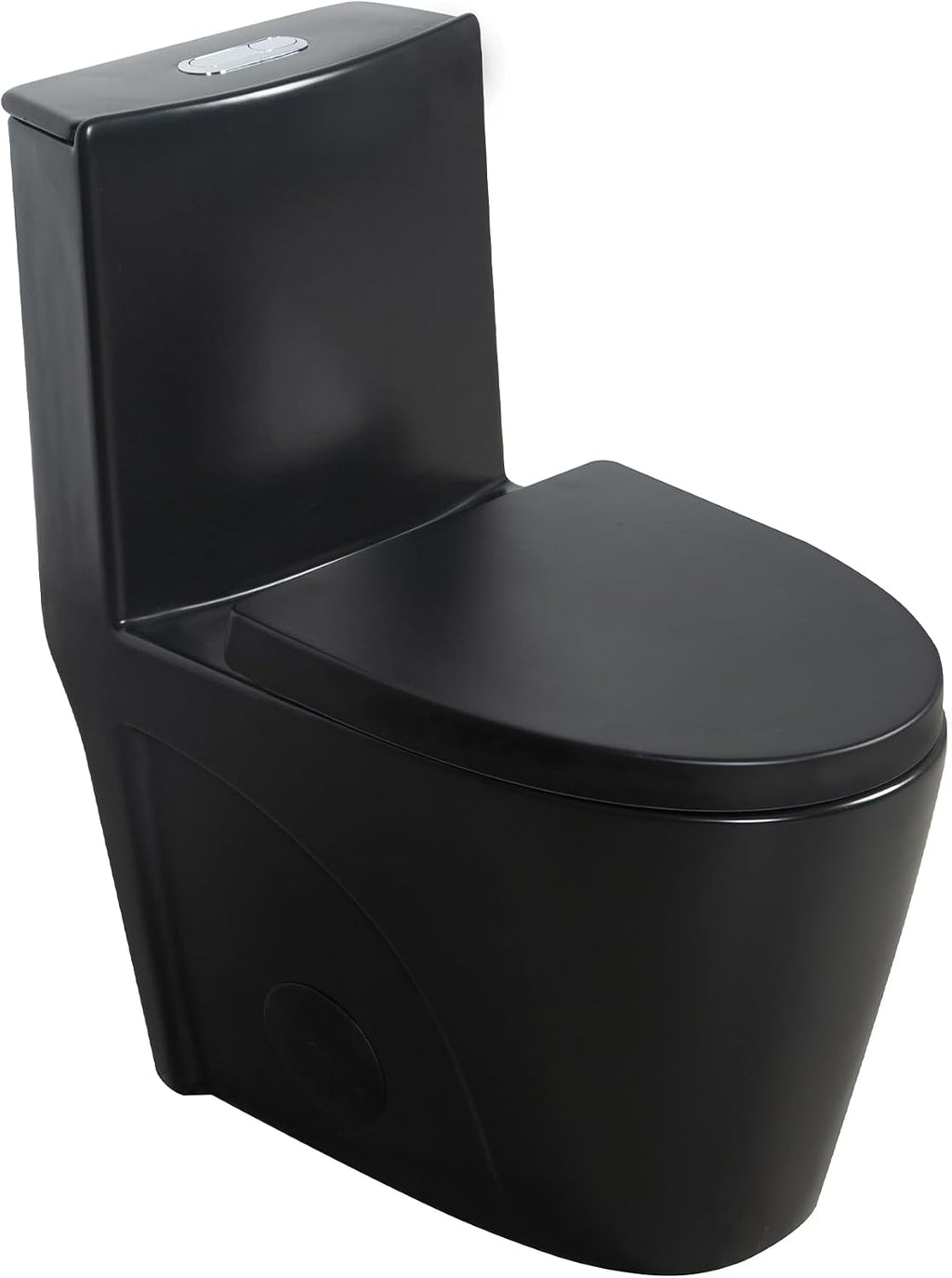 Dual Flush One Toilet, Water Saving Elongated Comfort Height Floor Mounted, Soft Close Seat, 1000 Gram Map Flushing SToilet, Matte Black GF 26T01 MB
