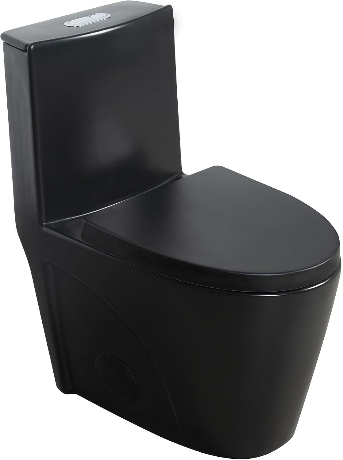 Dual Flush One Toilet, Water Saving Elongated Comfort Height Floor Mounted, Soft Close Seat, 1000 Gram Map Flushing SToilet, Matte Black GF 26T01 MB