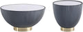Manhattan Comfort Modern Anderson Coffee Table and End Table 2.0 Upholstered in Grey Leatherette with Ceramic Faux Tabletop - Set of 2