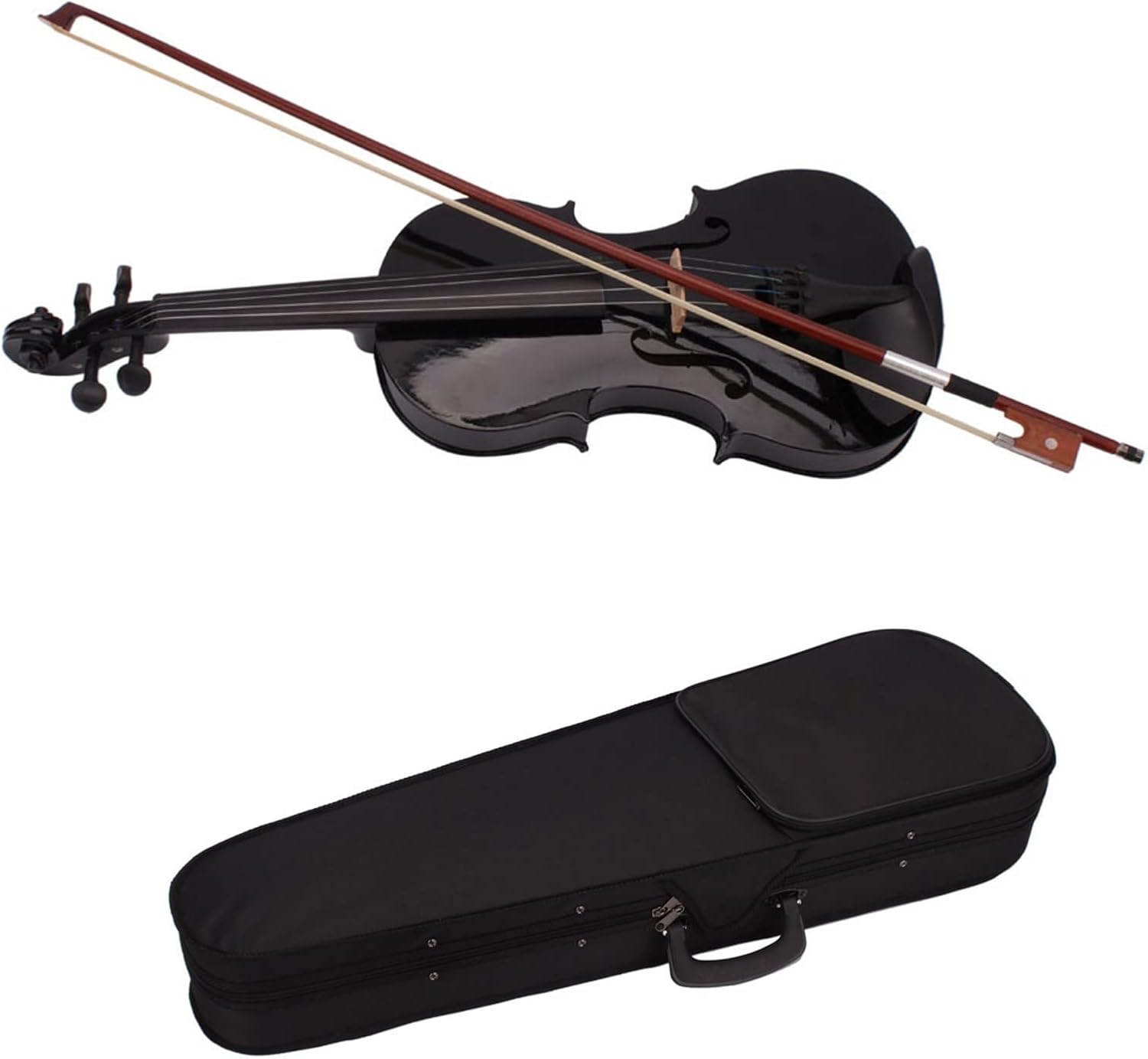 TSTS 4/4 Full Size Acoustic Violin Fiddle Black with Case Bow Basswood Wood Stringed Musical Instruments Adults Violins (Color : 02)