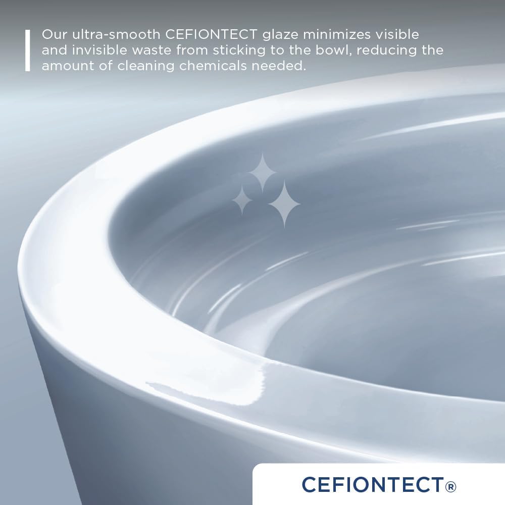 TOTO® Glaston™ 1G® Two-Piece Elongated 1.0 GPF WASHLET®+ and Auto Flush Ready Universal Height Toilet with CEFIONTECT® and SS124 SoftClose® Seat, Cotton White - MS472124CUFG#01