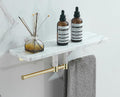 Marble Paper Towel Holder, Towel Rod, Wall Mounted Toilet Paper Holder, Shelf, white-40 Long Shelf with bar