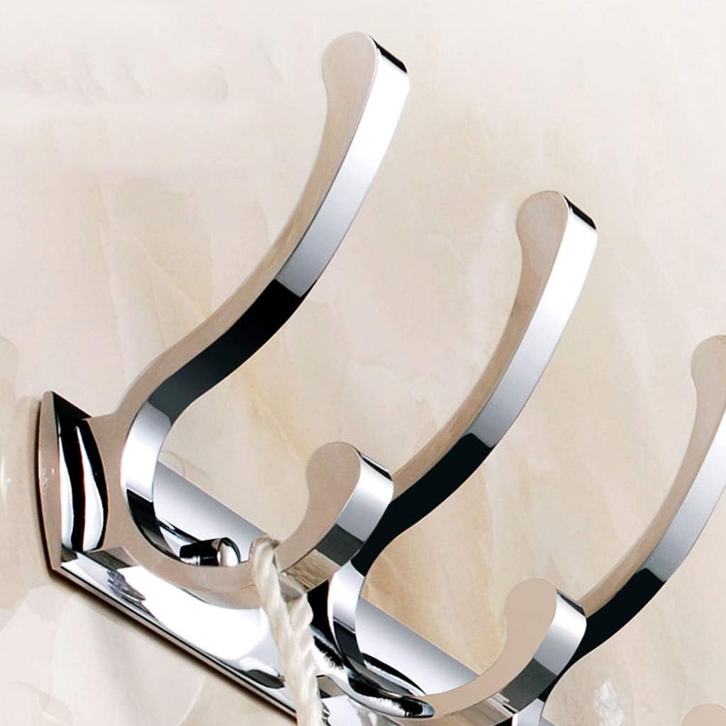 Heavy Duty Chrome Coat Rack Wall Mounted6 Hook Towel & Hat Hanger for Entryway Foyer BathroomDurable Metal Coat Hooks for Robes & Accessories
