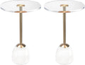 Clear Acrylic End Table, Acrylic Side Table Modern Small Round Table with Solid Base for Living Room, Bedroom（2 pcs）