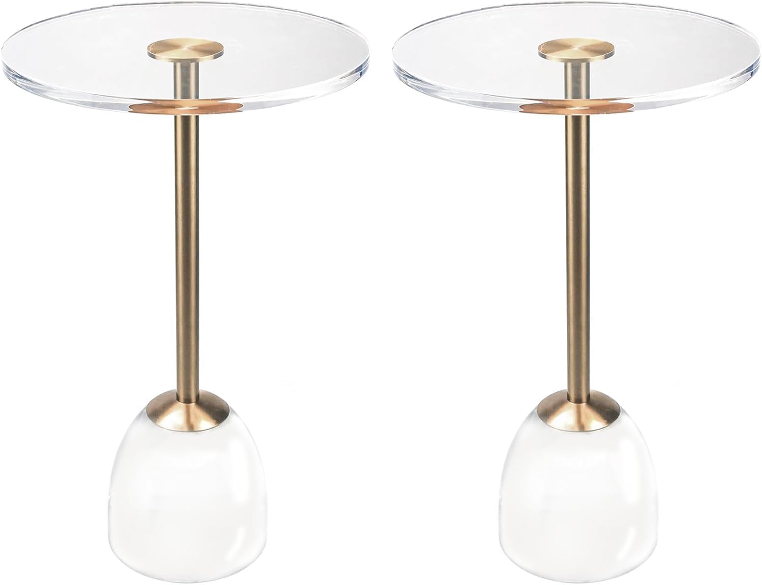 Clear Acrylic End Table, Acrylic Side Table Modern Small Round Table with Solid Base for Living Room, Bedroom（2 pcs）
