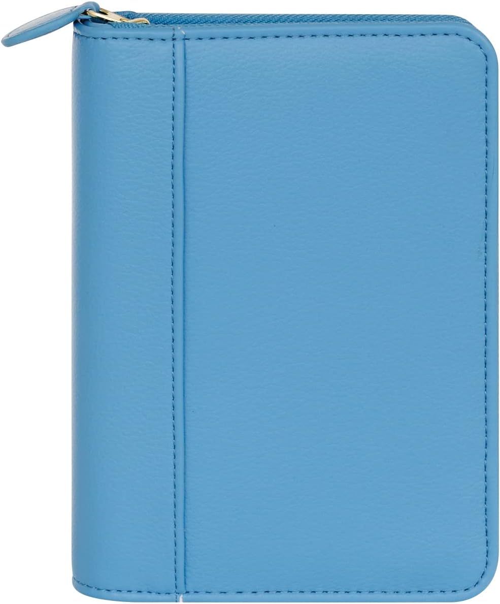 FranklinCovey - Thalia Ring-Bound Binder for FranklinCovey Planners | Simulated Leather - Zipper Binder (Pocket, Blue Lagoon)