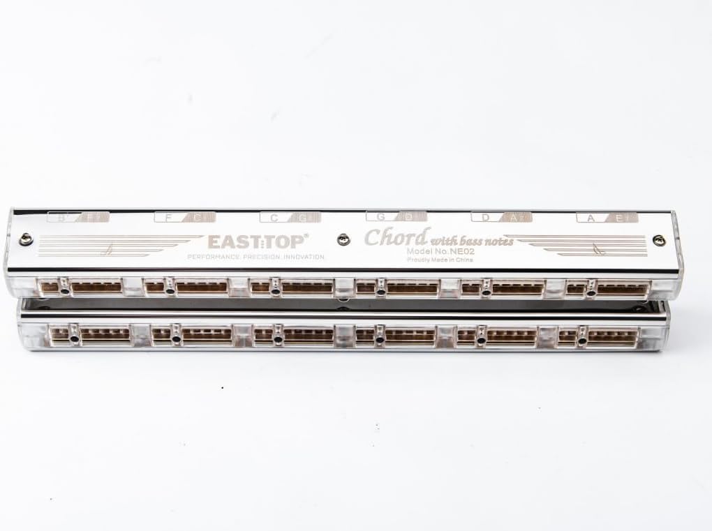 East top Bass-Chord Harmonica Key of C with Case, Upgrade Bass-Chord Mouth Organ Harmonica For Adults, Professional Band Player and Students