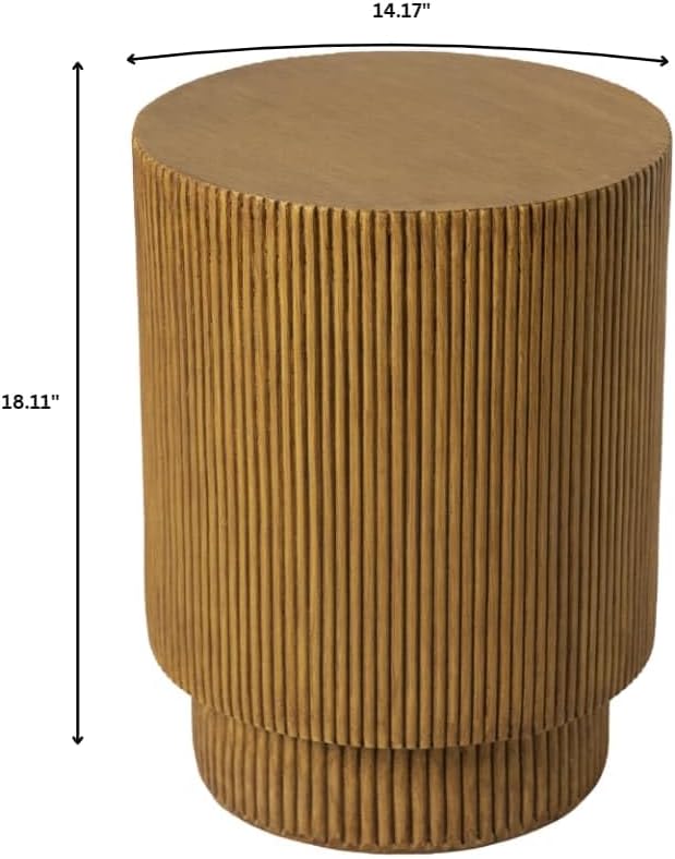 LeisureMod Modern Side Table Round Fiberstone Top Accent End Table for Home, Outdoor Patio, Living Room Sofa, Weather-Resistant, Eden Series in Brown